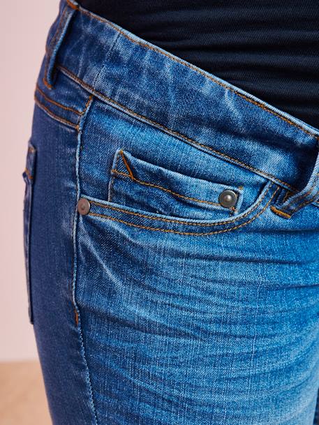 Jeans slim 7/8 com rasgões, para grávida Azul medio desbotado 