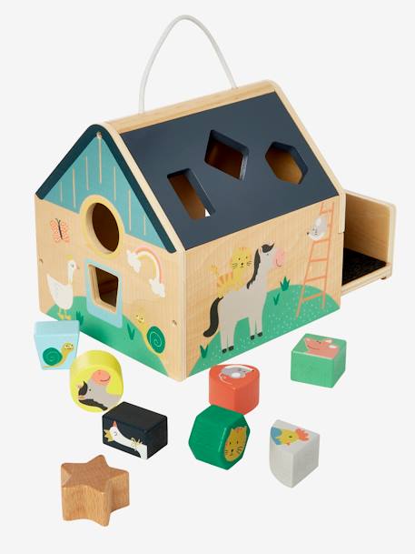 Casa com formas em madeira FSC® multicolor+verde 