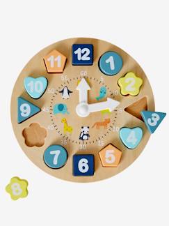 Jogos de sociedade e educativos-Brinquedos-Jogos educativos- Ler, escrever, contar e ver as horas-Relógio de aprendizagem em madeira FSC®