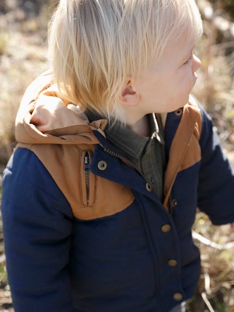 Parka 3 em 1 com casaco amovível, para bebé menino AZUL ESCURO LISO+verde-abeto 