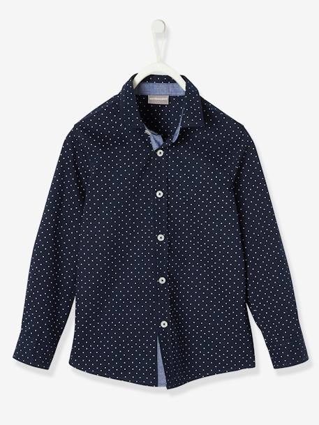 Camisa estampada às bolas, para menino AZUL CLARO ESTAMPADO+CASTANHO ESCURO ESTAMPADO+verde-abeto 