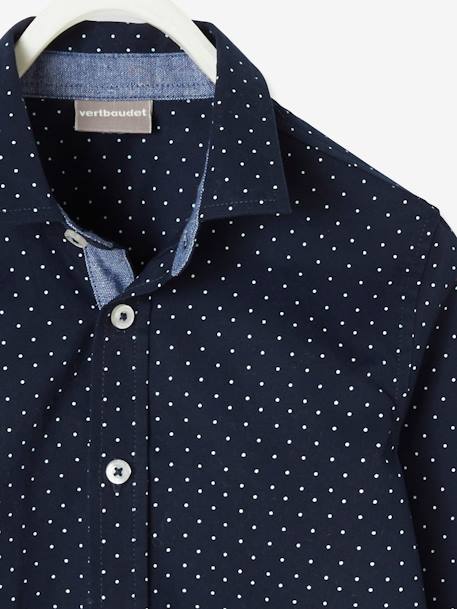 Camisa estampada às bolas, para menino AZUL CLARO ESTAMPADO+CASTANHO ESCURO ESTAMPADO+verde-abeto 