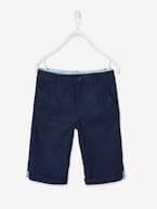 Bermudas para menino em algodão/linho. azul+AZUL ESCURO LISO COM MOTIVO+BEGE CLARO LISO COM MOTIVO+verde-salva 