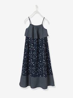 Vestidos e saias-Vestido comprido de alças, estampado, para menina