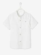 Camisa de mangas curtas com gola mao, em algodão/linho, para menino AZUL CLARO LISO+BRANCO CLARO LISO 