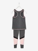 Conjunto para desporto em matéria técnica, top + leggings, para menina CINZENTO ESCURO MESCLADO 