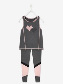 Conjunto para desporto em matéria técnica, top + leggings, para menina