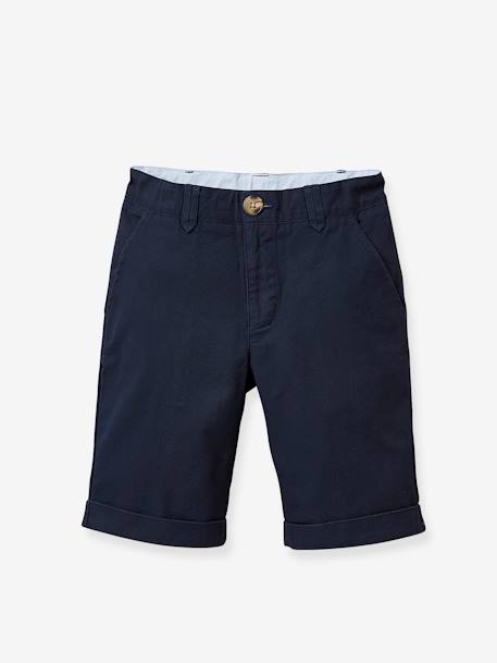 Bermudas clássicas Cyrillus, para menino AZUL ESCURO LISO+BEGE MEDIO LISO 