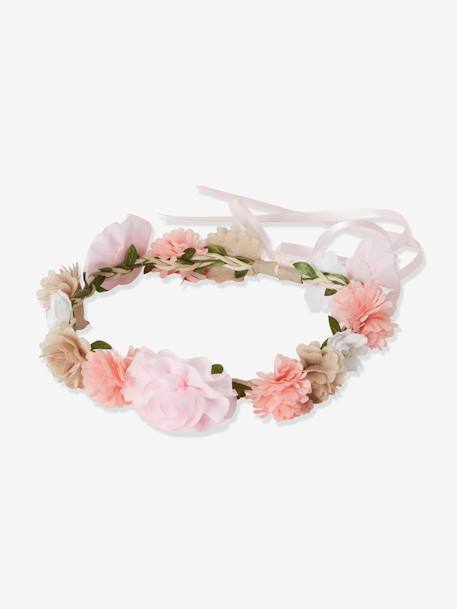 Coroa de flores, rosas, para menina ROSA CLARO LISO 