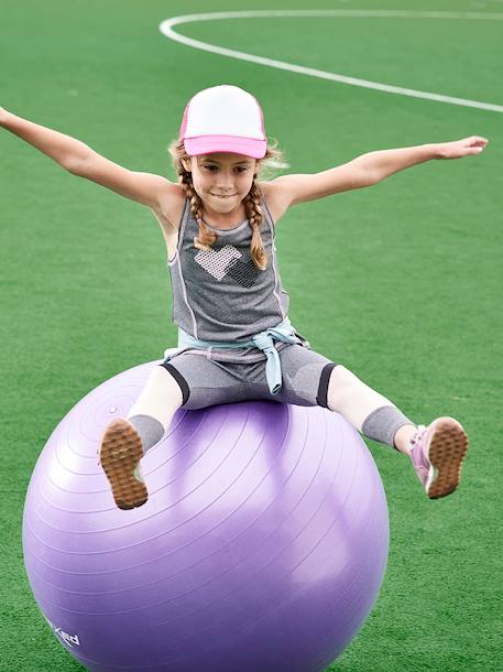 Conjunto para desporto em matéria técnica, top + leggings, para menina CINZENTO ESCURO MESCLADO 