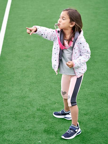 Leggings de desporto pela barriga das pernas em matéria técnica, para menina ROSA CLARO LISO COM MOTIVO 