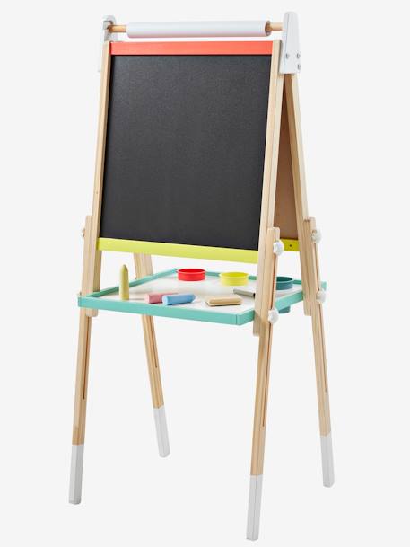 Quadro Montessori, dobrável e regulável em altura, 3 em 1, em madeira FSC® multicolor+ROSA MEDIO LISO 