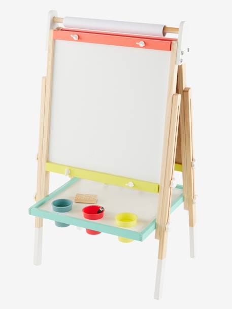 Quadro Montessori, dobrável e regulável em altura, 3 em 1, em madeira FSC® marinho+multicolor+ROSA MEDIO LISO 