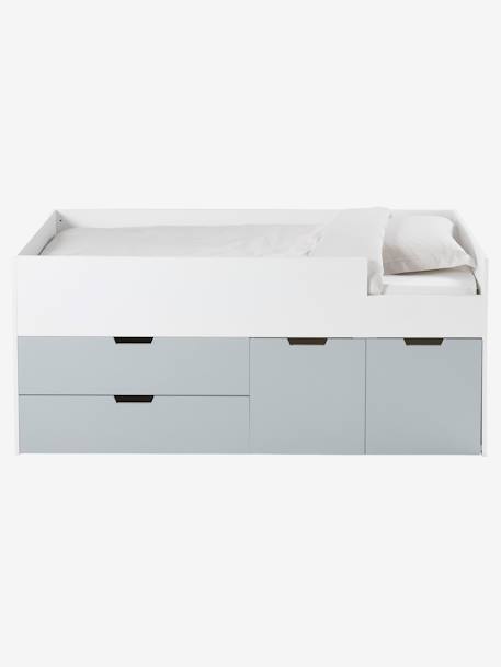 Cama XL com altura média e arrumações, Abracadabra BRANCO CLARO BICOLOR/MULTICOLO 