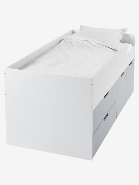 Cama XL com altura média e arrumações, Abracadabra BRANCO CLARO BICOLOR/MULTICOLO 