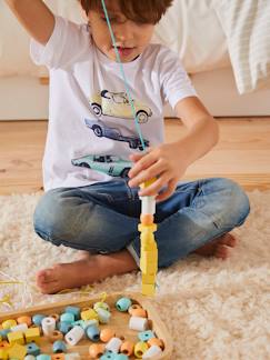 Brinquedos-Balde com peças grossas Montessori, em madeira