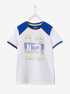 Menino 2-14 anos-T-shirt de desporto bicolor em matéria técnica com detalhes efeito píxel, para menino