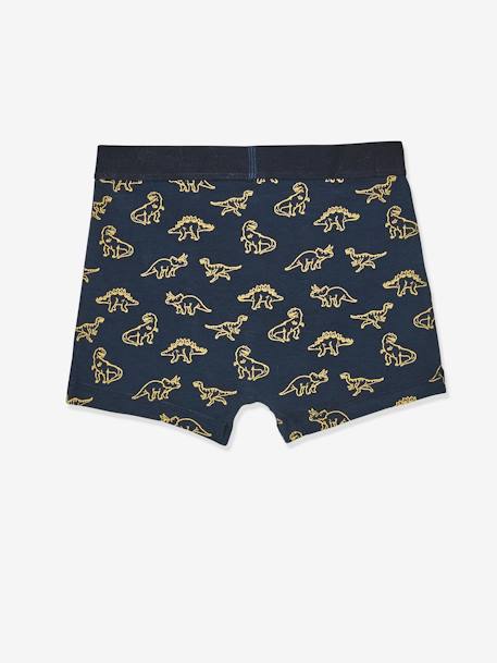 Lote de 5 boxers stretch Dino, para menino AZUL ESCURO ESTAMPADO 