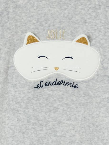 Pijama em veludo 'máscara de gato', para menina CINZENTO MEDIO LISO COM MOTIVO 