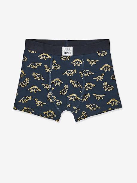 Lote de 5 boxers stretch Dino, para menino AZUL ESCURO ESTAMPADO 