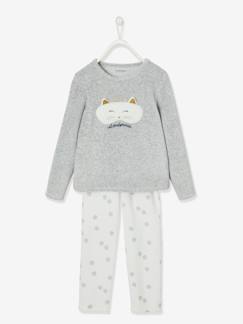 Menina 2-14 anos-Pijama em veludo "máscara de gato", para menina