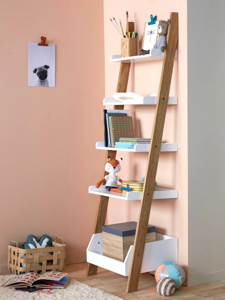 Estante tipo escada Montessori, TEMA ARCHITEKT Branco/madeira 