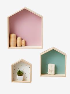 Brinquedos de madeira-Têxtil-lar e Decoração-Decoração-Decoração de parede-Lote de 3 estantes casinha