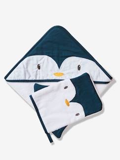 Têxtil-lar e Decoração-Roupa de banho-Capas de banho-Caixa com capa de banho + luva, Pinguim