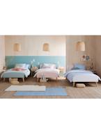 Cama de criança Montessori, TEMA CONFETES Branco/madeira+ROSA CLARO LISO+VERDE CLARO LISO 