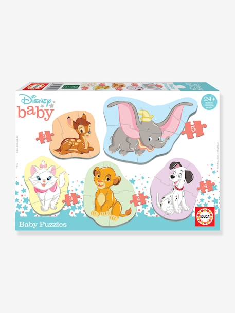 Lote de 5 puzzles progressivos com 3 a 5 peças, Disney® Animals 2, da EDUCA AZUL CLARO LISO COM MOTIVO 