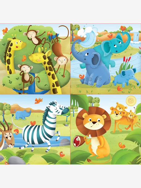 Lote de 4 puzzles progressivos, de 12 a 25 peças, Animais selvagens, da EDUCA AMARELO MEDIO LISO 