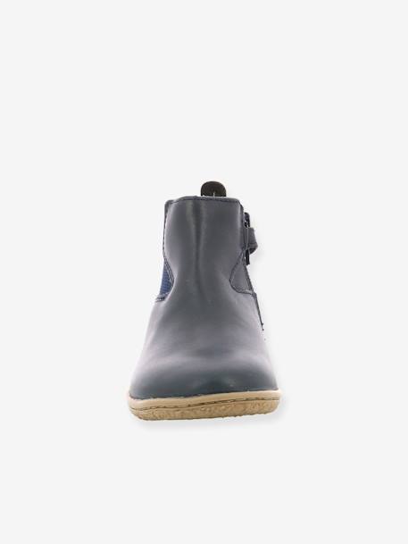 Botas para menina, Vermillon da KICKERS® AZUL ESCURO METALIZADO+BEGE MEDIO LISO COM MOTIVO+PRETO ESCURO LISO 