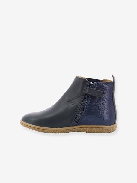 Botas para menina, Vermillon da KICKERS® AZUL ESCURO METALIZADO+BEGE MEDIO LISO COM MOTIVO+PRETO ESCURO LISO 