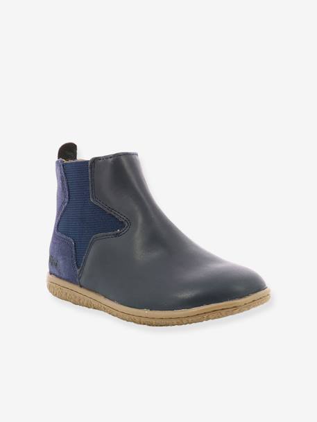 Botas para menina, Vermillon da KICKERS® AZUL ESCURO METALIZADO+BEGE MEDIO LISO COM MOTIVO+PRETO ESCURO LISO 