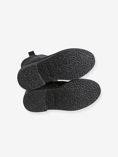 Botas com cano subido, em pele, para menina PRETO ESCURO LISO 