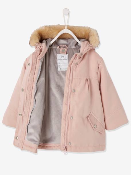 Parka 3 em 1, para bebé menina AZUL ESCURO LISO+ROSA CLARO LISO COM MOTIVO 