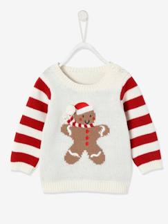 Malhas, Calças e Jeans-Bebé 0-36 meses-Camisolas, casacos de malha, sweats-Camisolas-Camisola de Natal unissexo, boneco de gengibre, para bebé
