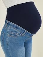 Jeans slim 7/8 com rasgões, para grávida Azul medio desbotado 