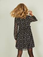 Vestido pré-mamã estampado, em crepe PRETO ESCURO ESTAMPADO 