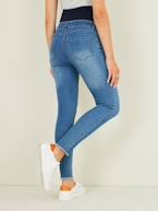 Jeans slim 7/8 com rasgões, para grávida Azul medio desbotado 