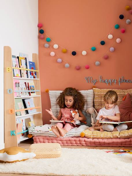 Estante de livros Montessori, Books BRANCO CLARO LISO COM MOTIVO 