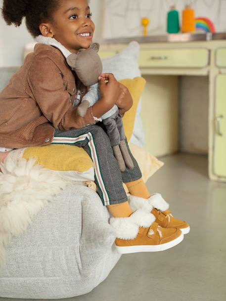 Botas transformáveis, em pele, com pelo, para menina CASTANHO CLARO LISO 