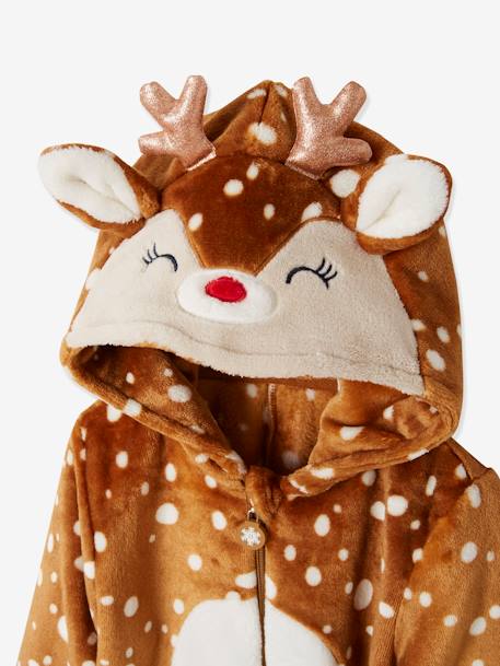 Macacão 'Rena de Natal, efeito peluche, para criança CASTANHO MEDIO ESTAMPADO 