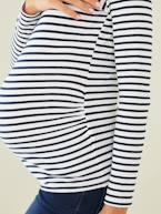 Camisola de mangas compridas, para grávida BRANCO CLARO AS RISCAS 
