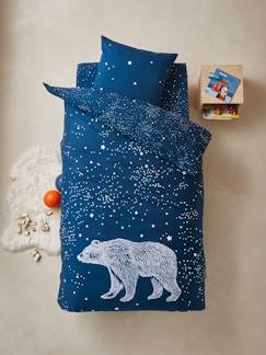 Seleção Urso-Têxtil-lar e Decoração-Conjunto capa de edredon com detalhes fosforescentes + fronha de almofada para criança, tema Urso Polar