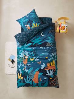 Têxtil-lar e Decoração-Conjunto capa de edredon + fronha de almofada para criança, tema Jungle night