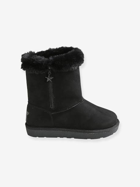 Botas com pelo, para menina Preto liso 