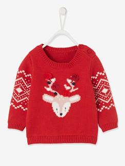 Malhas, Calças e Jeans-Bebé 0-36 meses-Camisolas, casacos de malha, sweats-Camisolas-Camisola de Natal unissexo, com rena, para bebé