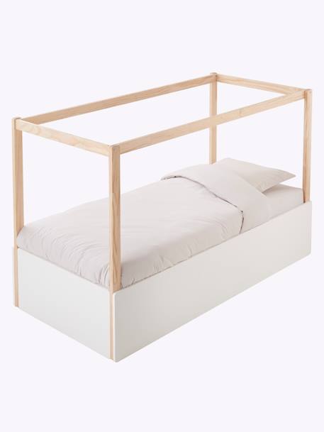 Cama reversível Montessori, com altura média, Ziguezague BRANCO CLARO LISO 