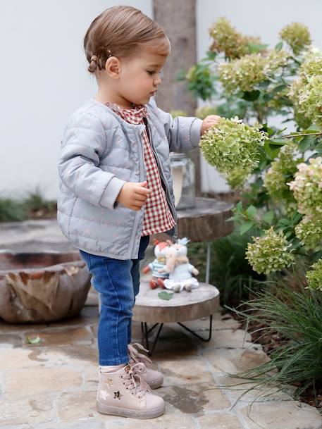 Parka 3 em 1, para bebé menina AZUL ESCURO LISO+ROSA CLARO LISO COM MOTIVO 